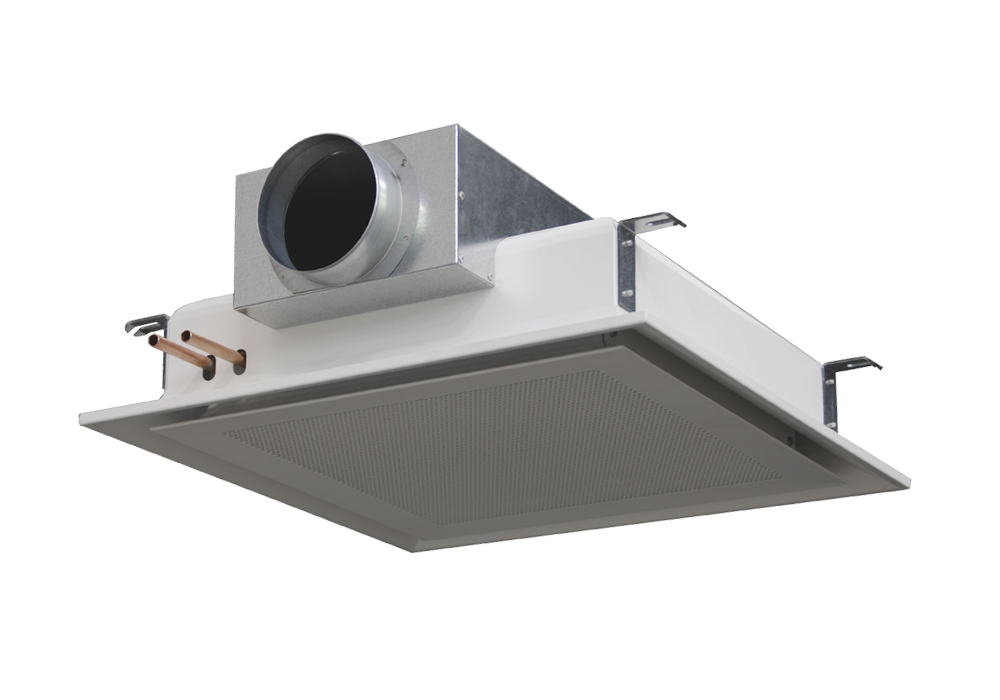 Compact active chilled beam with 4 ways  air spread pattern for cooling and heating