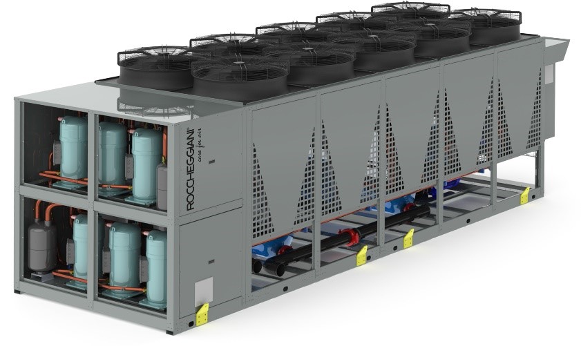 Refrigeratori d'acqua e pompe di calore reversibili aria-acqua da 40 a 600 kw NRE-CWU | NRE-CWR | NRE-HDP a R454B