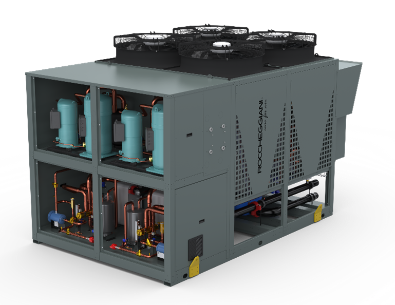 Refrigeratori d'acqua e pompe di calore reversibili aria-acqua da 40 a 600 kw